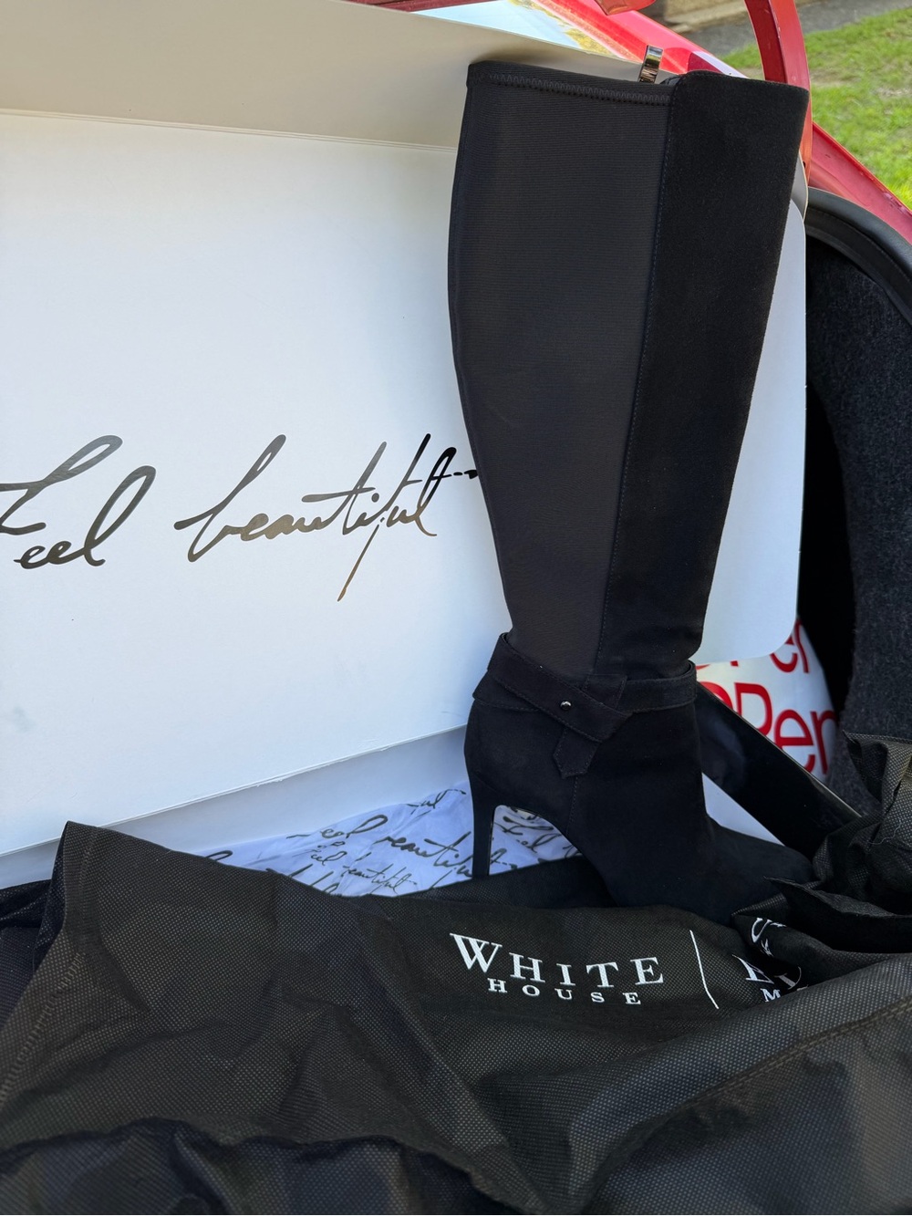 White House Black Market Black Knee-High Heeled Boots